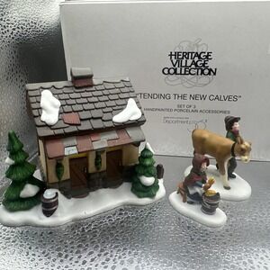 Department 56 Heritage‎ Village: "Tending The New Calves" 3pc Set w/ Box